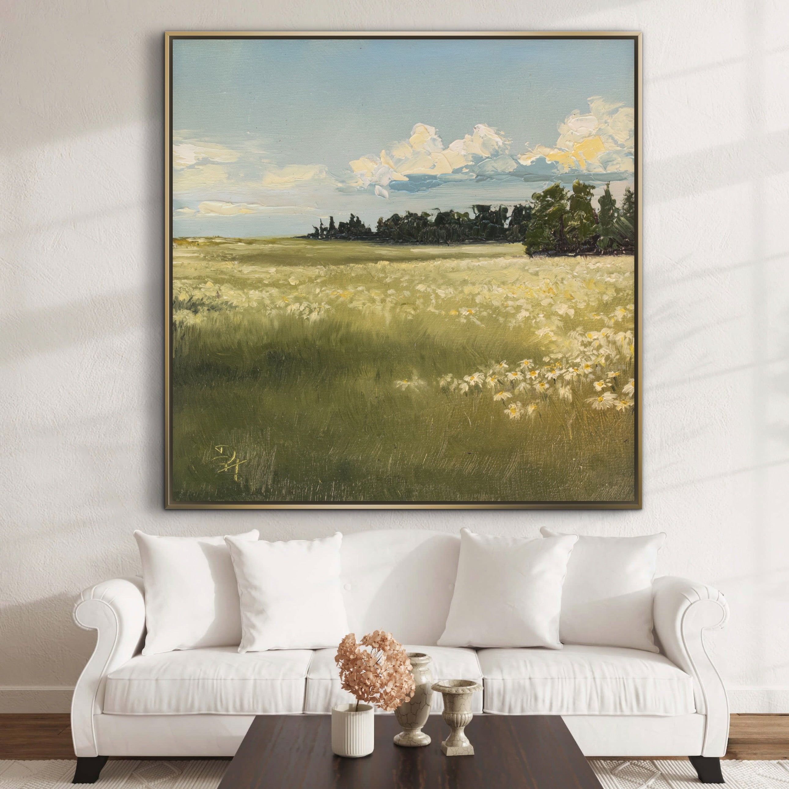 White Wildflower Field
